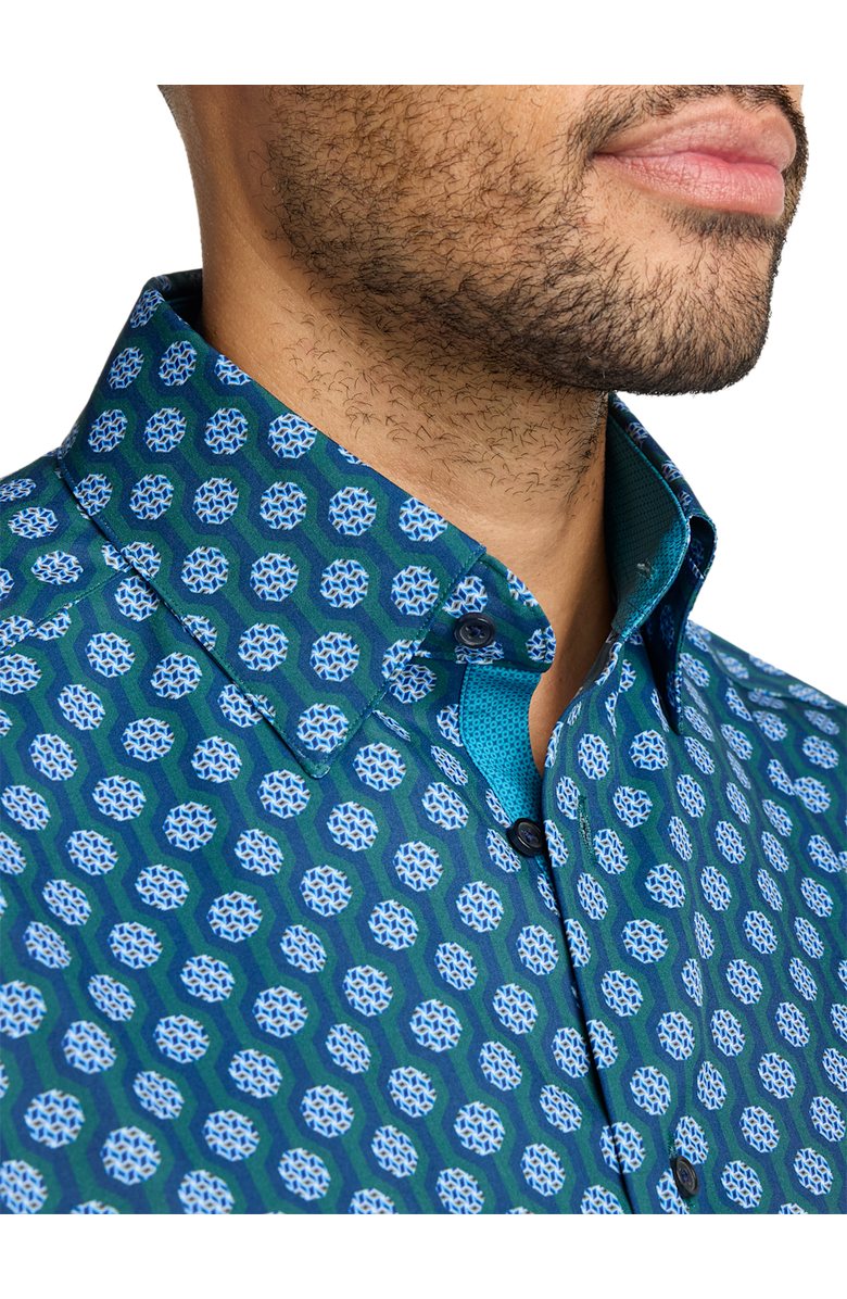 Paul Fredrick Performance Stretch Medallion Casual Shirt, Alternate, color, Blue Multi