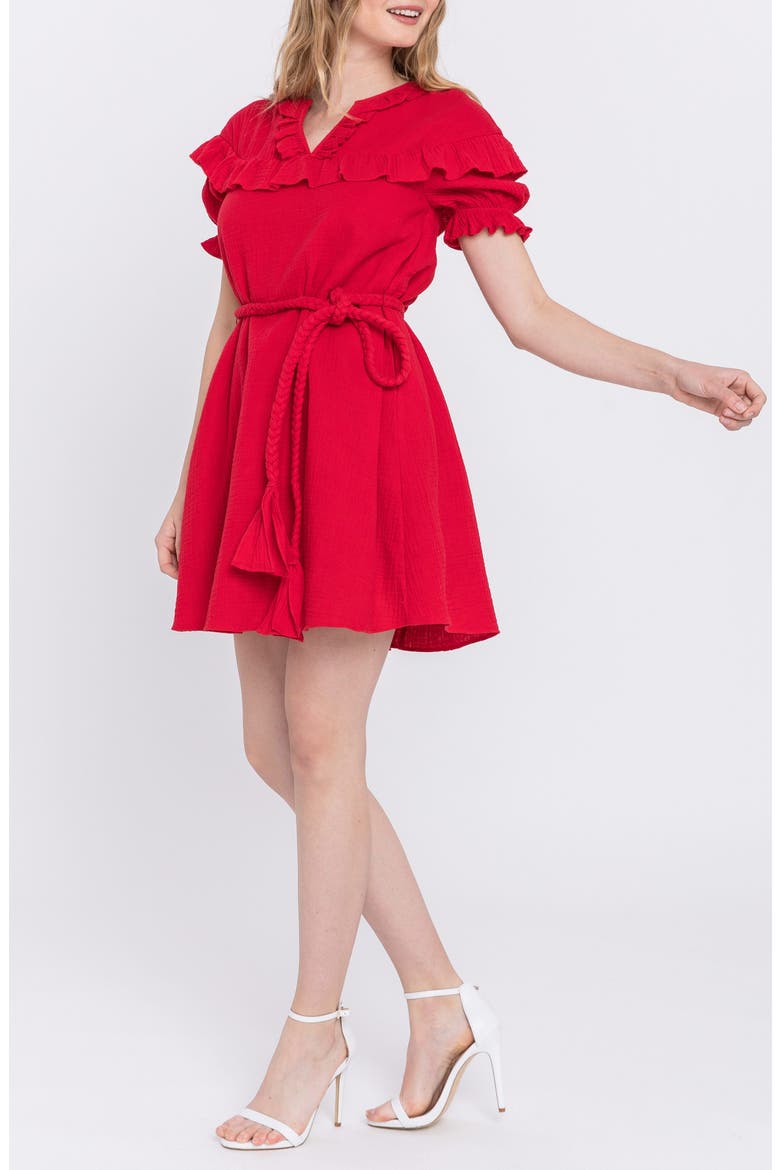 Ruffle Dress, Alternate, color, RED