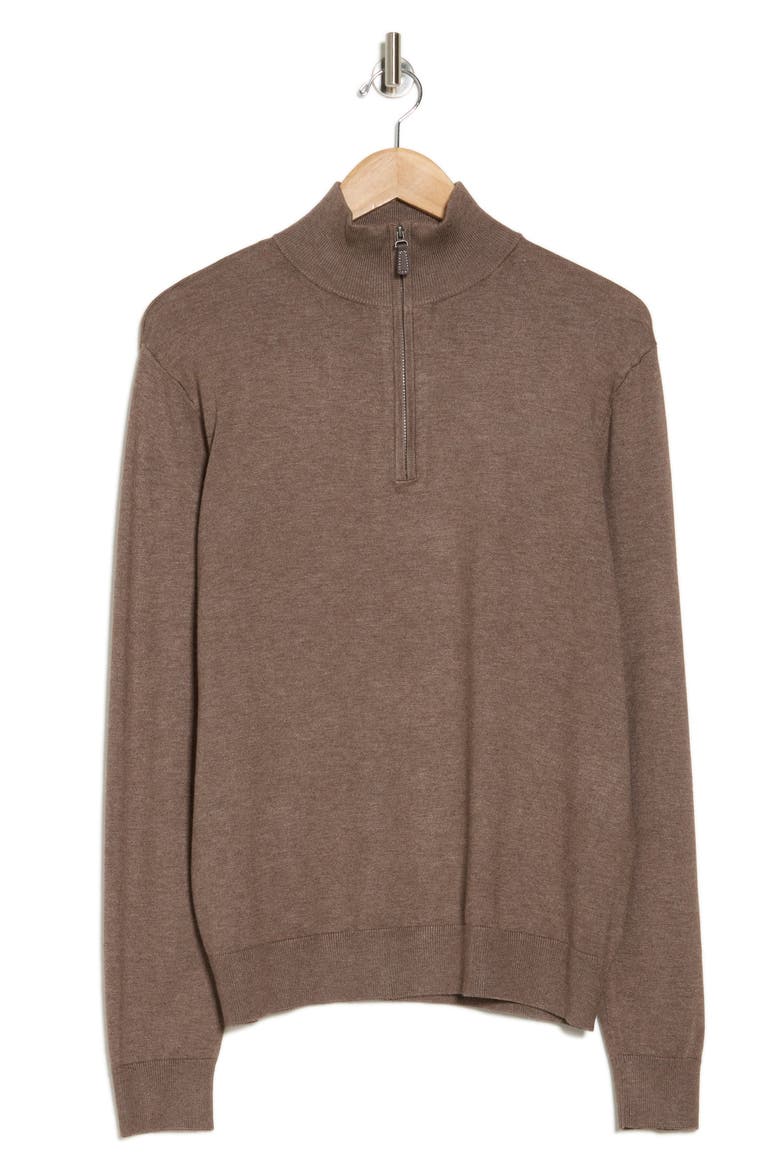 Solid Quarter Zip Pullover, Alternate, color, BROWN