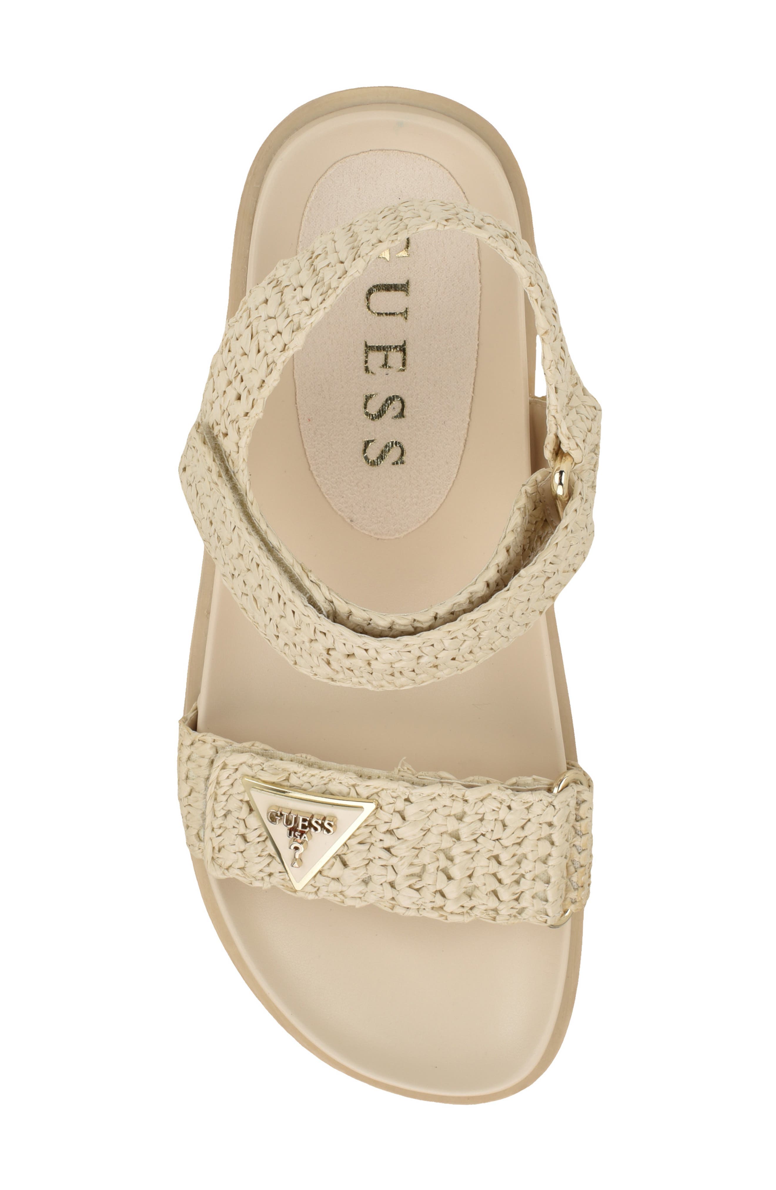 GUESS Fabrica Raffia Sandal, Alternate, color, Ivory 150