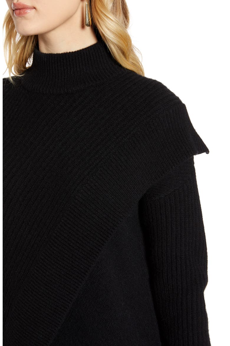 Faux Wrap Cashmere Blend Sweater, Alternate, color, BLACK