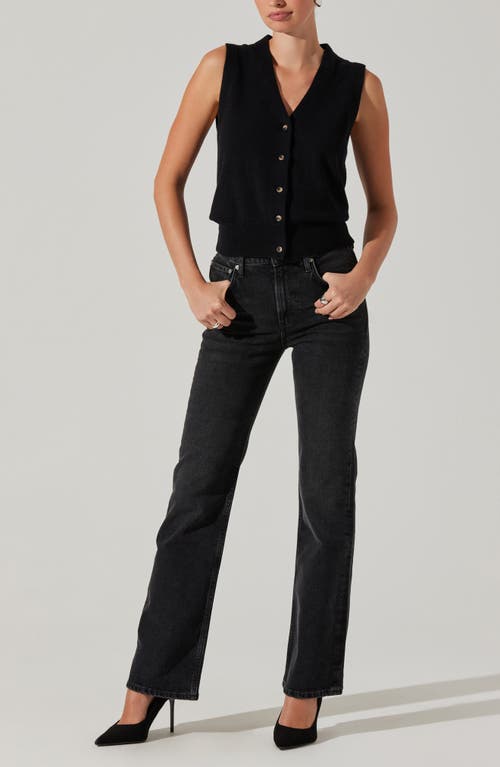 Astr The Label Eira Button-up Sweater Vest In Black
