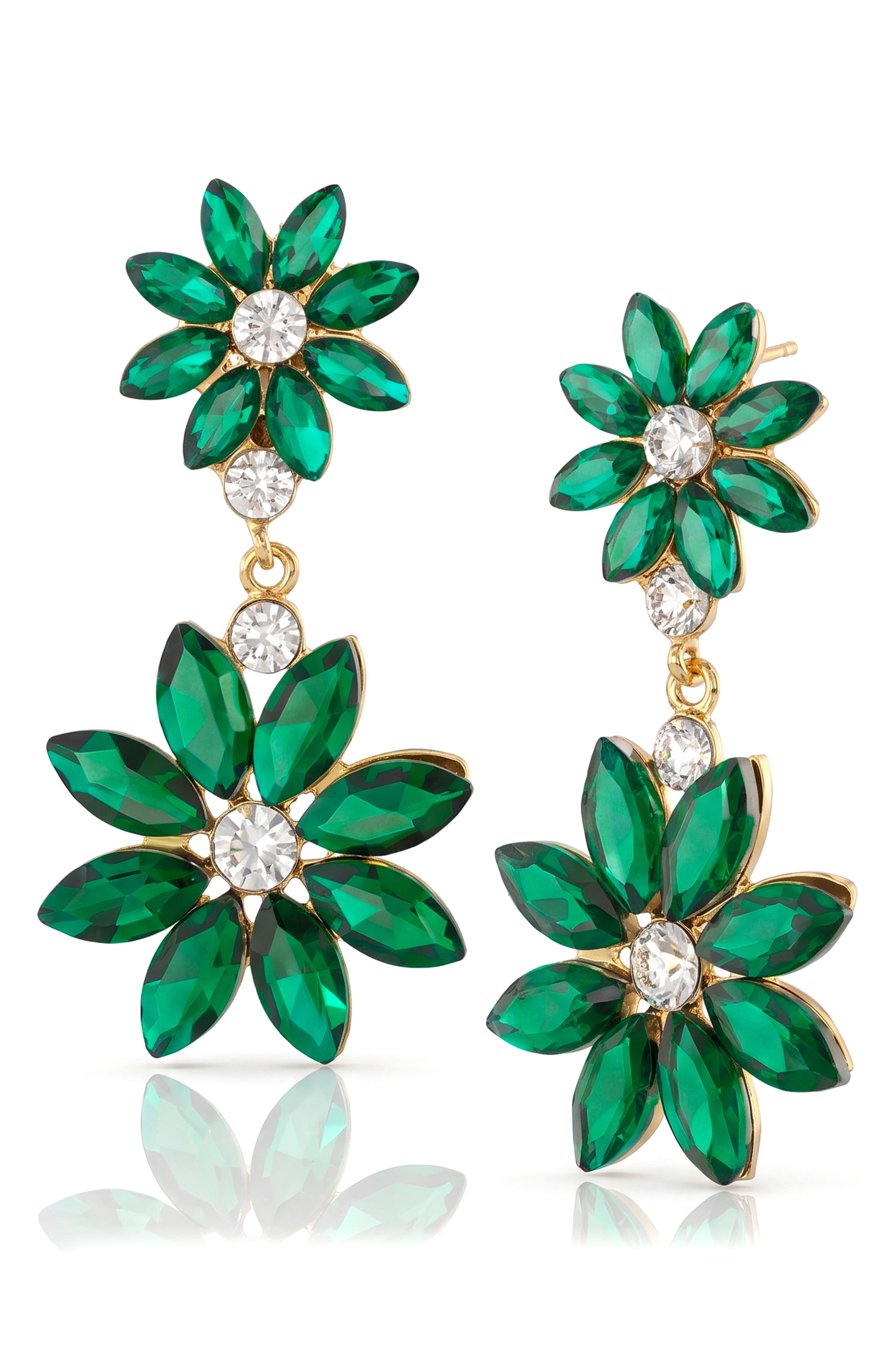 Double Flower Drop Earrings