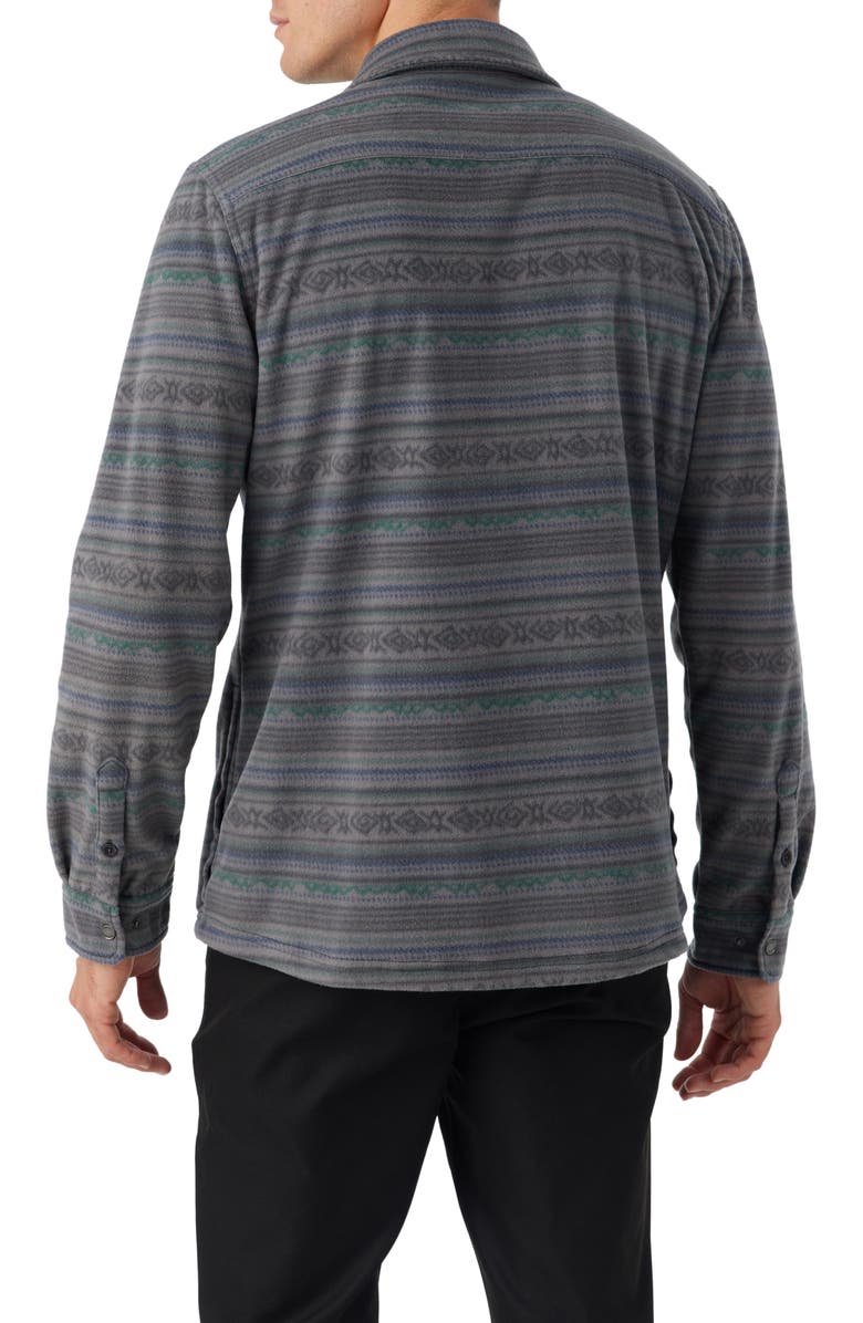O'Neill Glacier Stripe Fleece Snap-Up Overshirt, Alternate, color, 