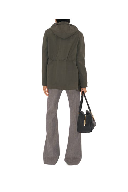 Burberry Stretch Wool Field Jacket In Moss Melange