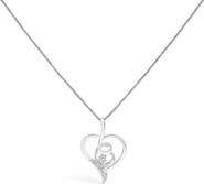 Haus of Brilliance 10K White Gold .03 Cttw Diamond-Accented Diamond Swirl Open Heart Pendant Necklace