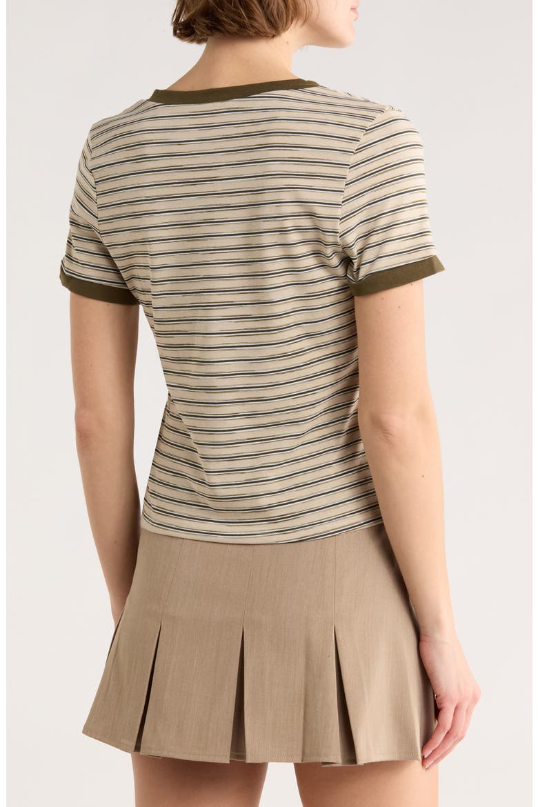Stripe Short Sleeve Top, Alternate, color, TONAL BROWN