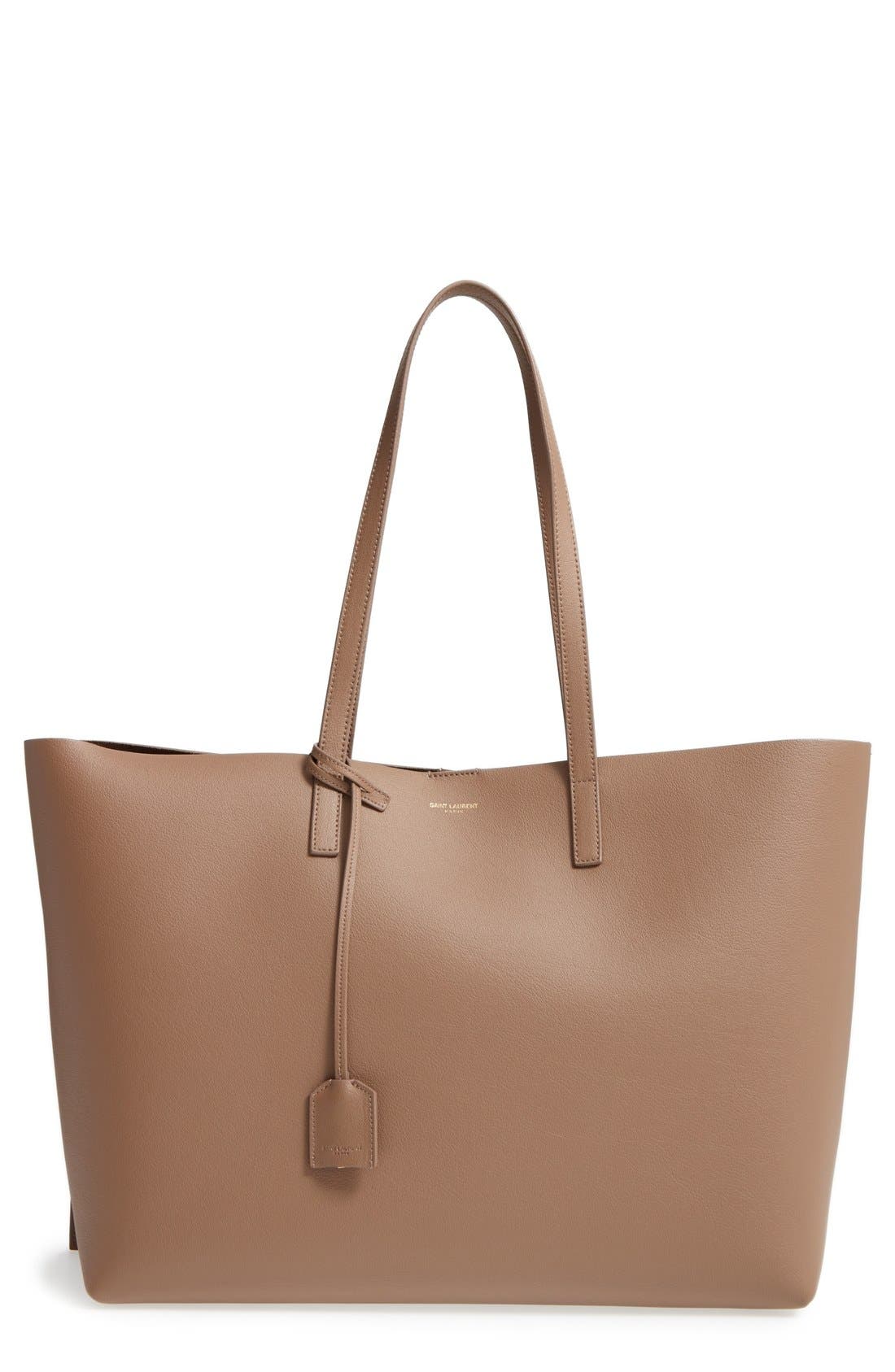 Shopping Leather Tote, Main, color, TAUPE