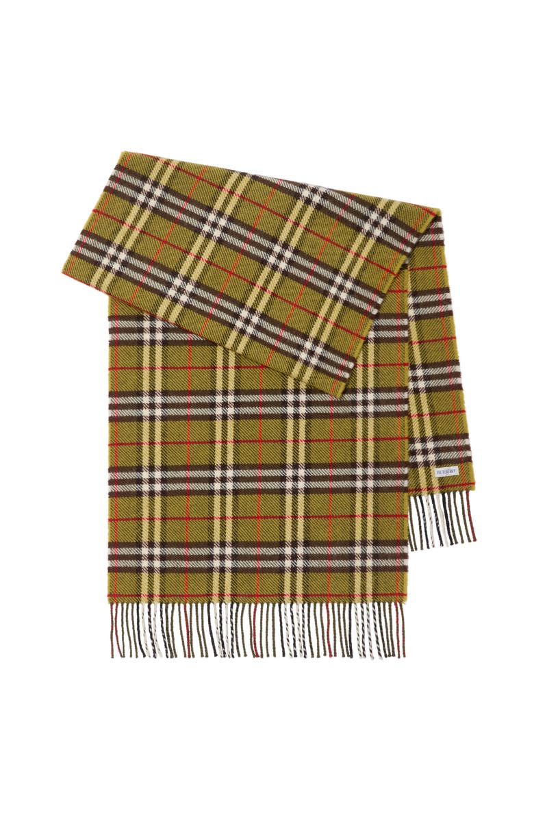 Burberry Check British Wool Scarf, Main, color, Khaki Green