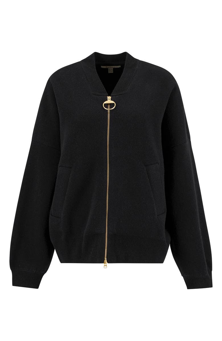 Barbour Milda Oversize Cotton & Wool Bomber Cardigan, Alternate, color, Black