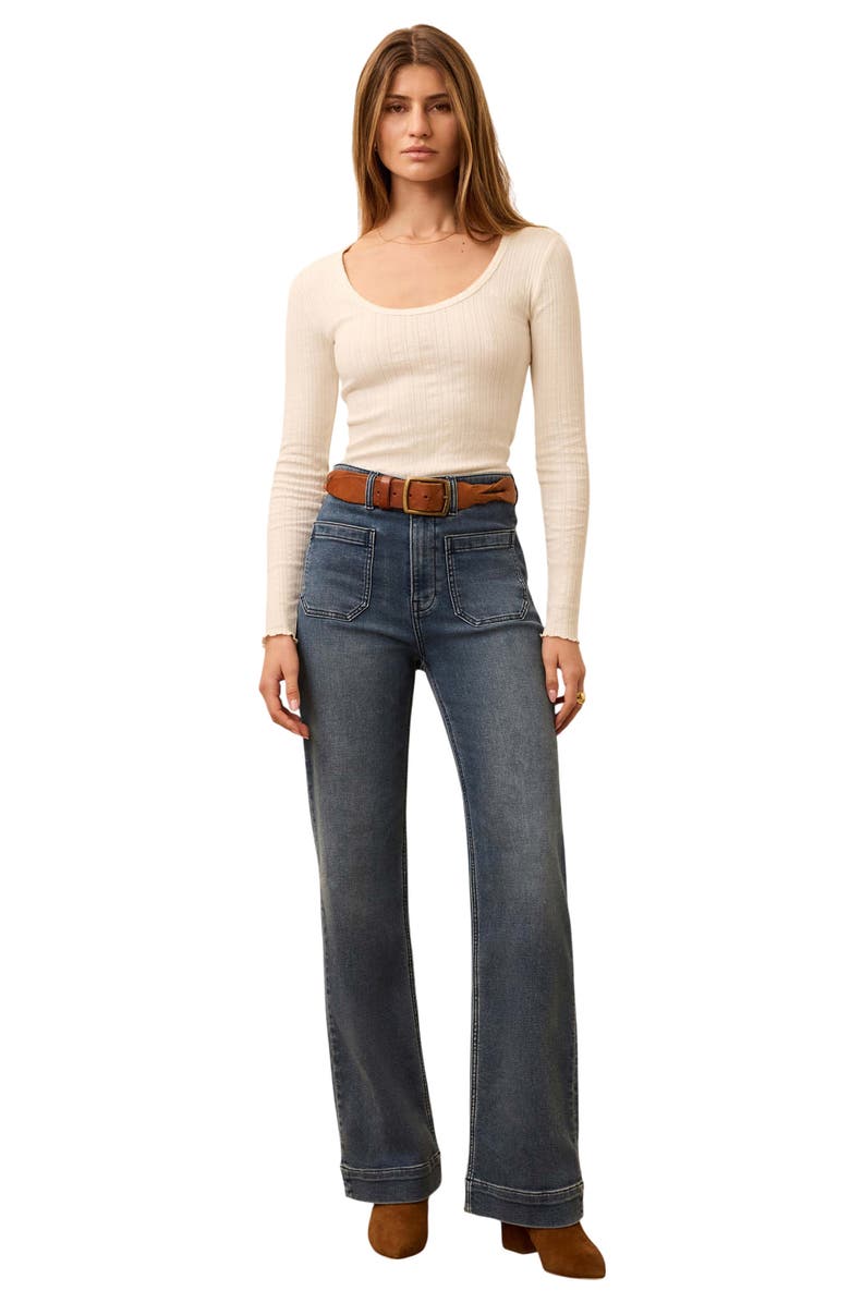 Faherty Paradise Pointelle Organic Cotton Blend Long Sleeve T-Shirt, Alternate, color, Egret