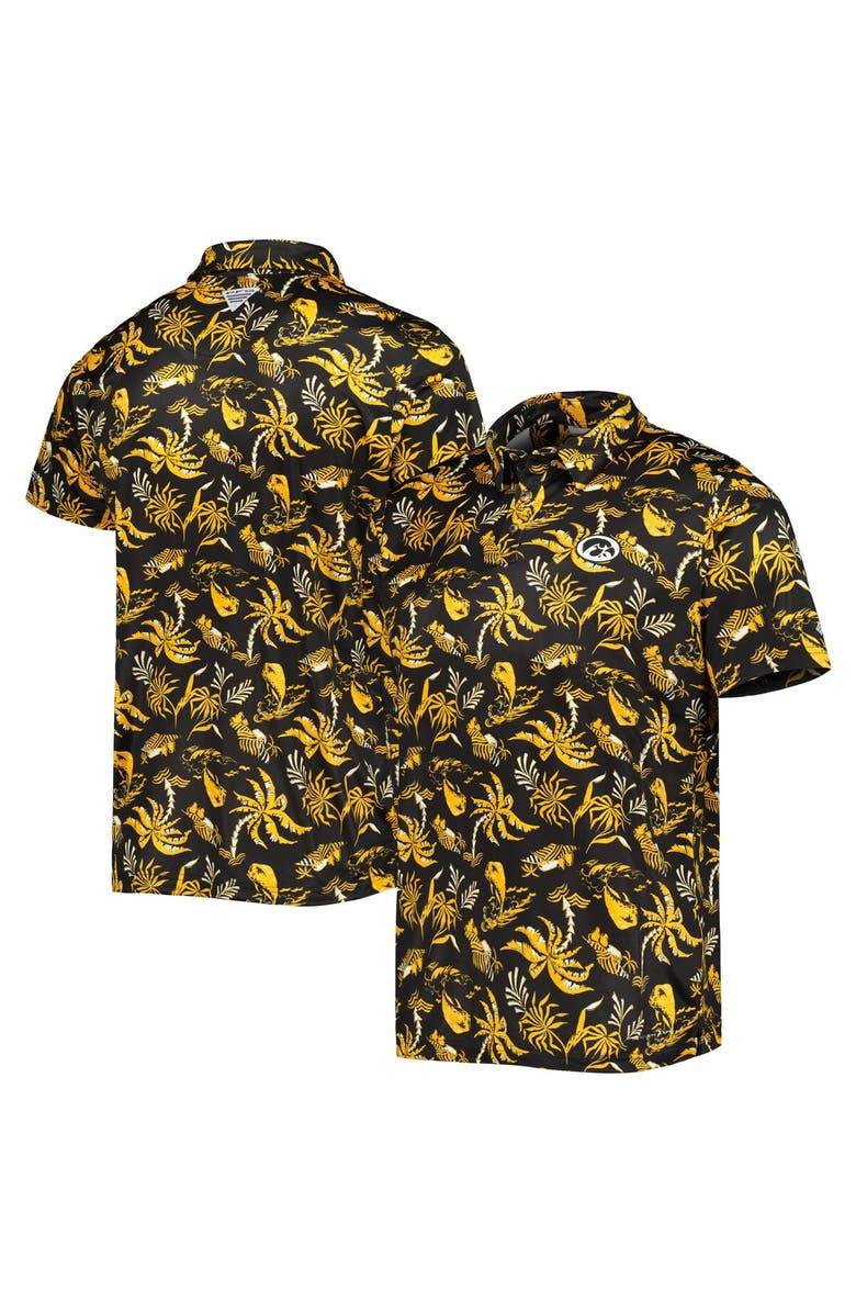 Columbia Men's Columbia Black Iowa Hawkeyes Super Terminal Tackle Omni-Shade Polo, Main, color, 