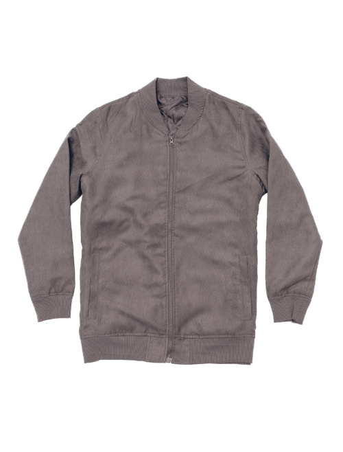 Dapper Boi Light Grey Microfiber Suede Bomber Jacket In Gray