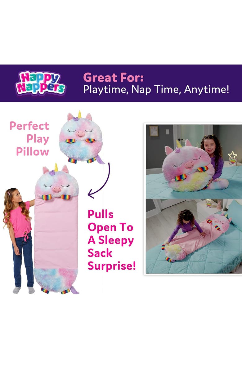 Happy Nappers Pillow & Sleepy Sack Medium Rainbow Unicorn, Alternate, color, Multicolored