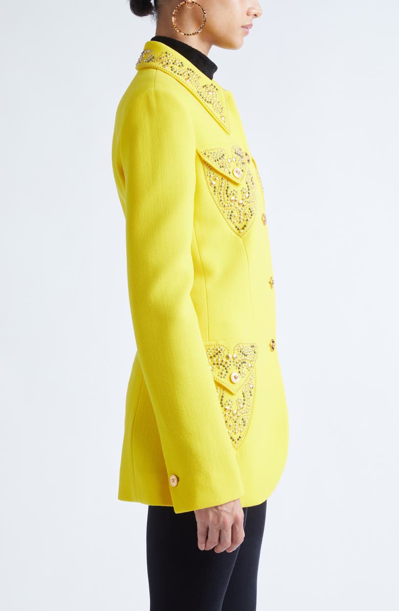 Versace Tailored Wool Crepe Jacket, Alternate, color, Daffodil
