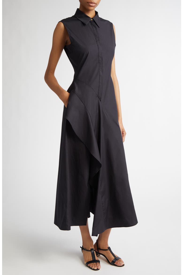 Keras Poplin Midi Shirtdress, Alternate, color, BLACK