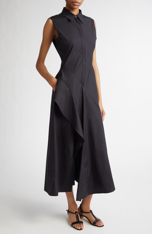 Max Mara Keras Poplin Midi Shirtdress In Black