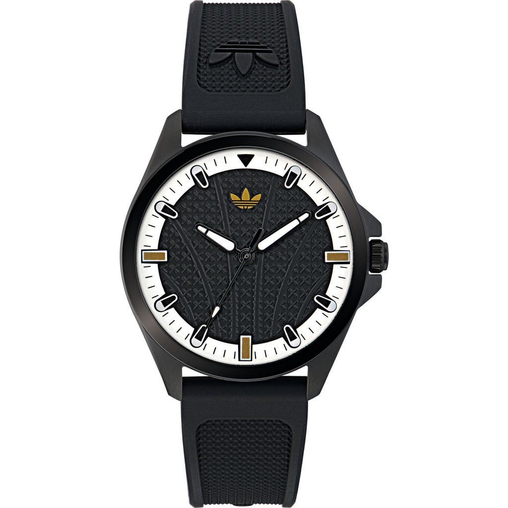 Adidas Originals Adidas Ao Fashion Iconic One Black Silicone Strap Watch, 40mm In Black