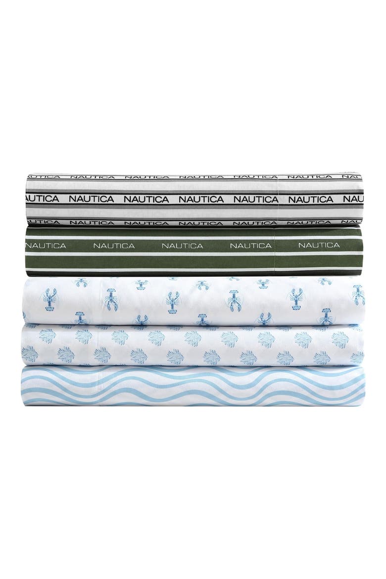 Coastal Coral Print Microfiber Sheet Set, Alternate, color, LT-PASTEL BLUE