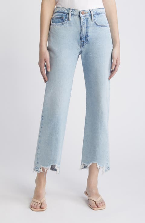 Le Jane Chew Hem Crop Wide Leg Jeans (Fizz Indigo)