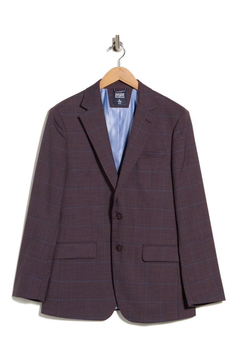Plaid Notch Lapel Suit Jacket, Alternate, color, PURPLE PLAID