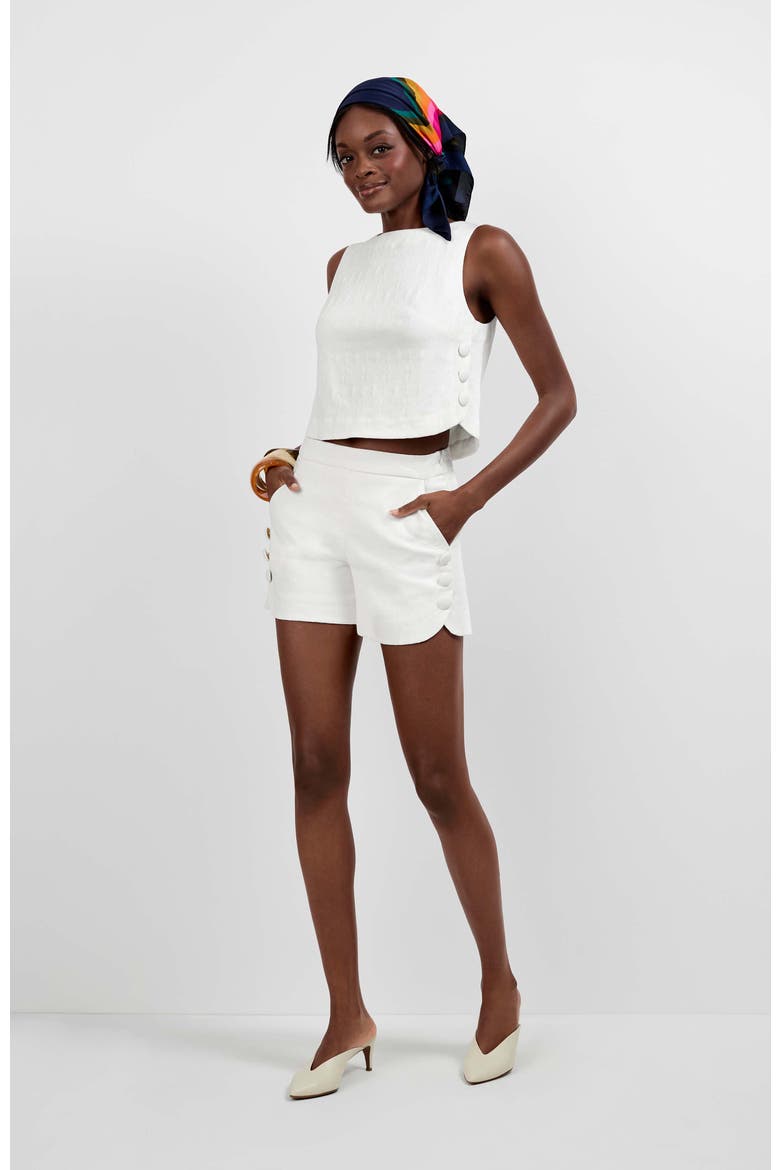 Duomo Button Side Shorts, Main, color, Whitewash