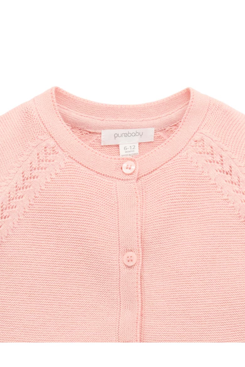 Scalloped Knit Cardigan, Alternate, color, Guava Melange