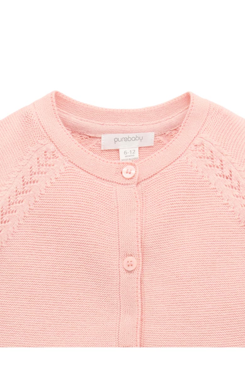 Purebaby Scalloped Knit Cardigan, Alternate, color, Guava Melange