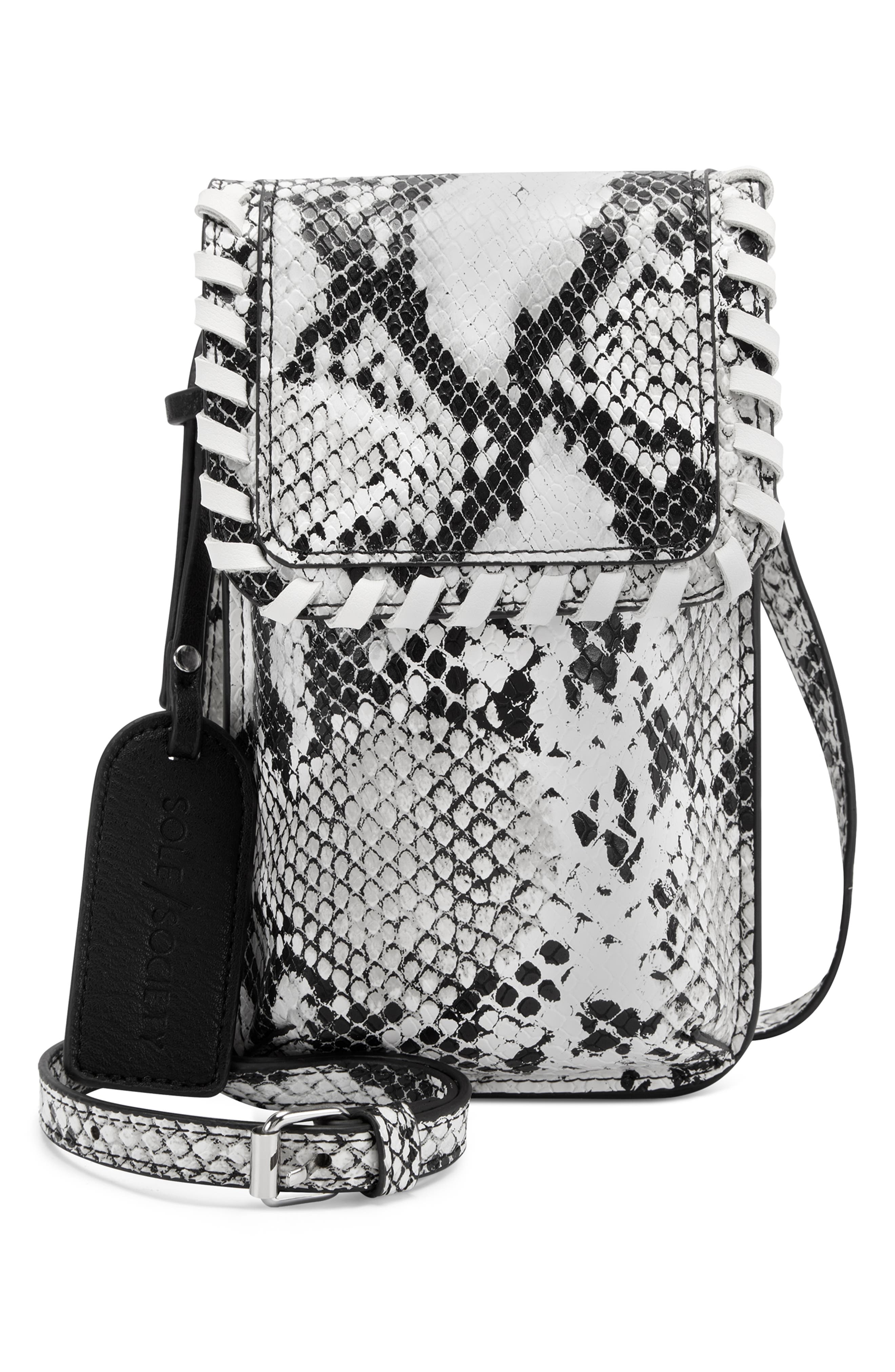 Salex Faux Leather Phone Crossbody Bag, Main, color, WINTER SNAKE
