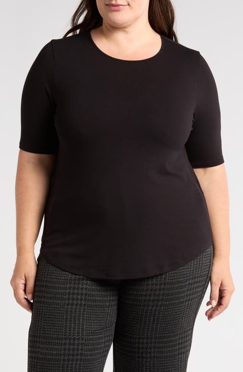 Lily Liquid Jersey Crewneck Top (Plus)