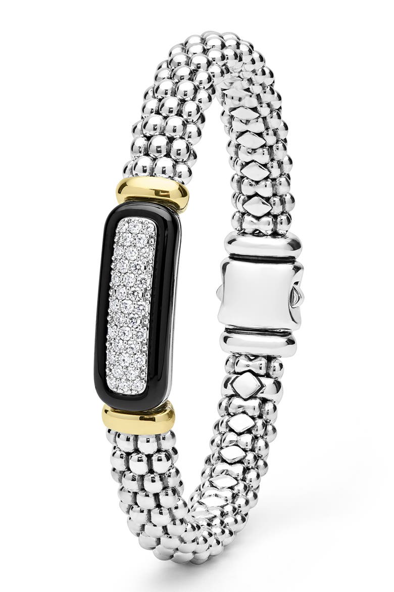 Two-Tone Black Ceramic Diamond Caviar Bracelet, Alternate, color, TWO TONE