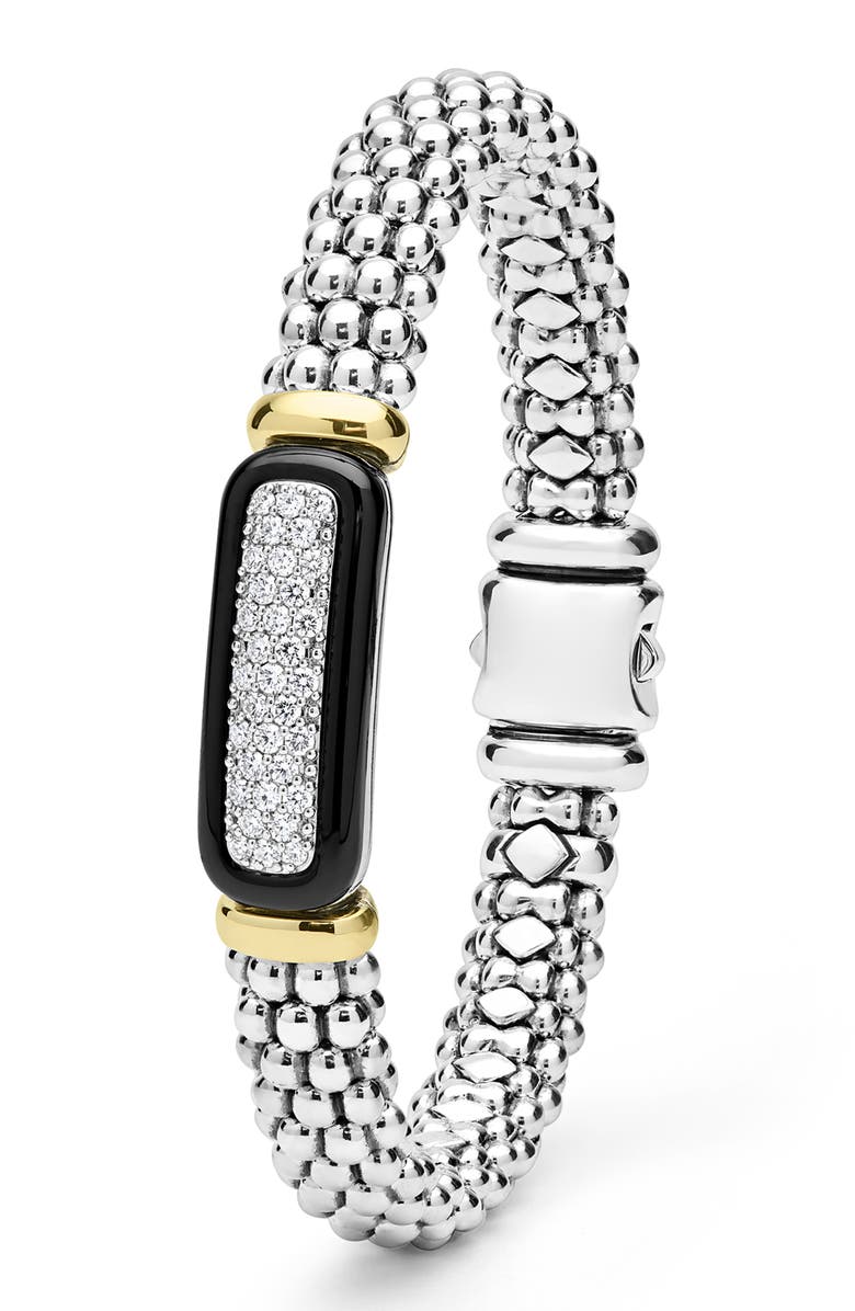 LAGOS Two-Tone Black Ceramic Diamond Caviar Bracelet, Alternate, color, Two Tone