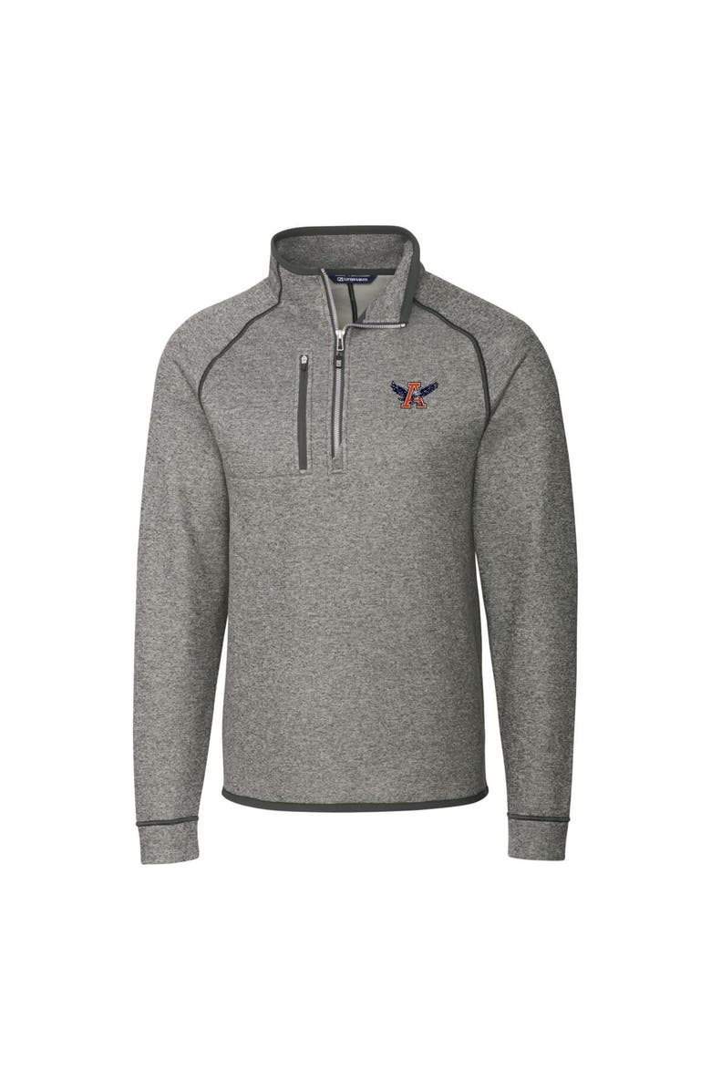 Cutter & Buck Men's Cutter & Buck Heather Gray Auburn Tigers Mainsail Sweater-Knit Big & Tall Half-Zip Pullover Jacket, Alternate, color, 