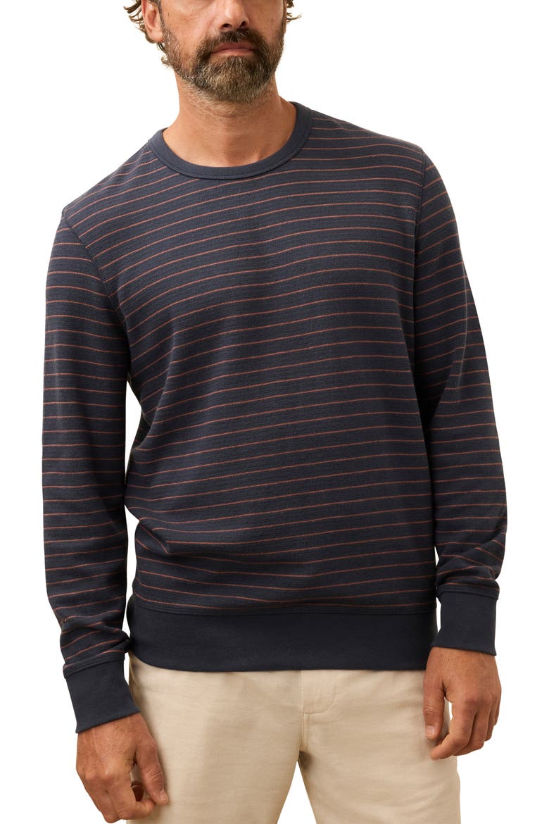 Double Knit Crewneck Sweater, Main, color, BLUE DUNE STRIPE