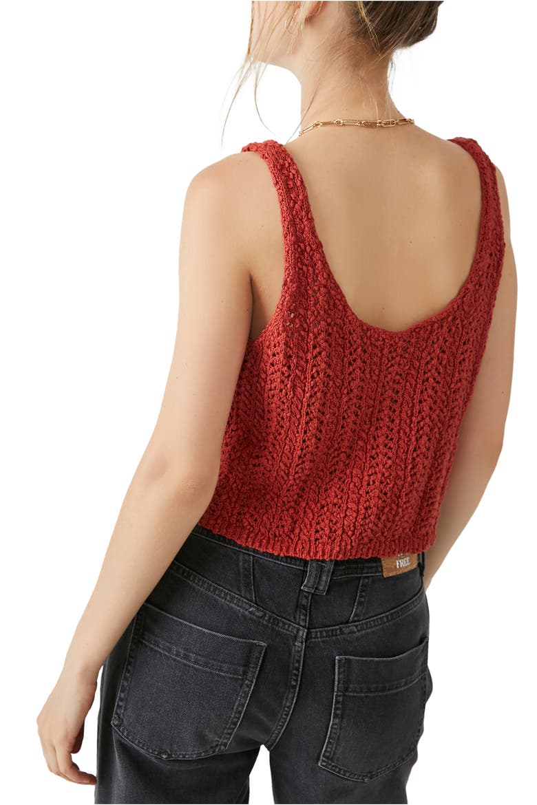 Crochet Recycled Cotton Blend Sweater Tank, Alternate, color, IRON