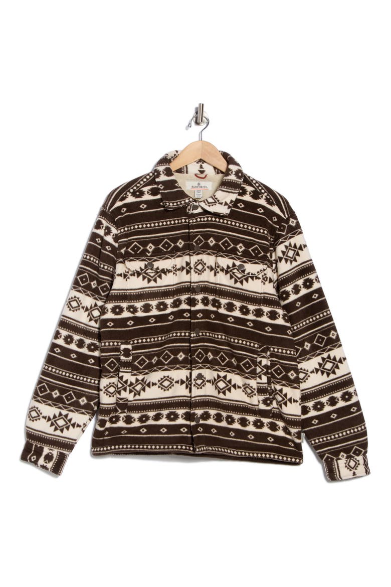 Edgewood Geometric Bonded Fleece & Faux Shearling Jacket, Alternate, color, OATMEAL/ BROWN