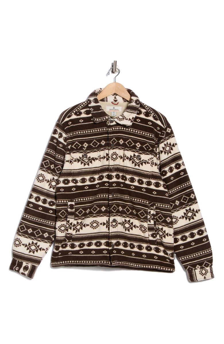Rainforest Edgewood Geometric Bonded Fleece & Faux Shearling Jacket, Alternate, color, Oatmeal/ Brown