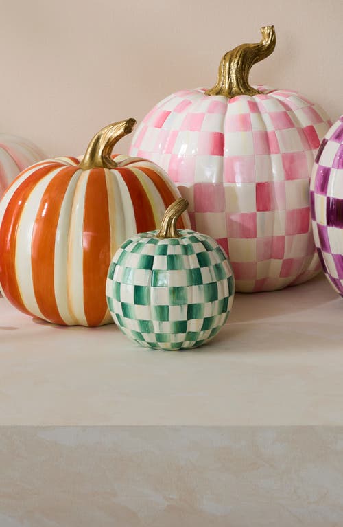 Mackenzie-childs Mackenzie Childs Emerald Check Small Pumpkin In Green
