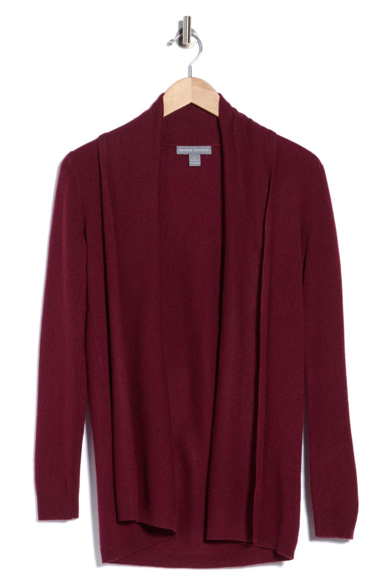 Cashmere Open Cardigan, Main, color, PLUM WINE
