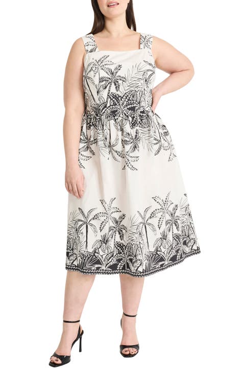 Print Fit & Flare Midi Dress (Plus)