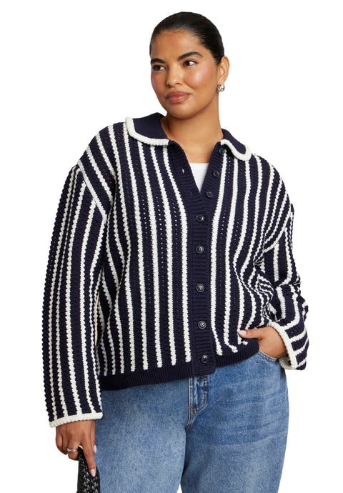 Striped Cardigan (Plus)
