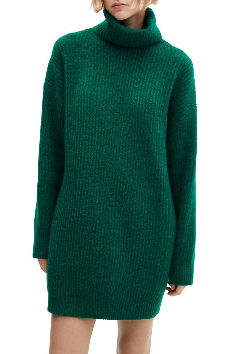 MANGO Turtleneck Rib Sweater Dress, Main, color, 
