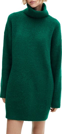 MANGO Turtleneck Rib Sweater Dress | Nordstrom