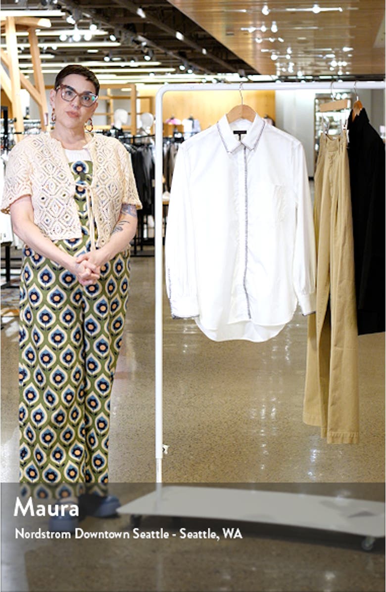 Maxine Blanket Stitch Cotton Button-Up Shirt, sales video thumbnail