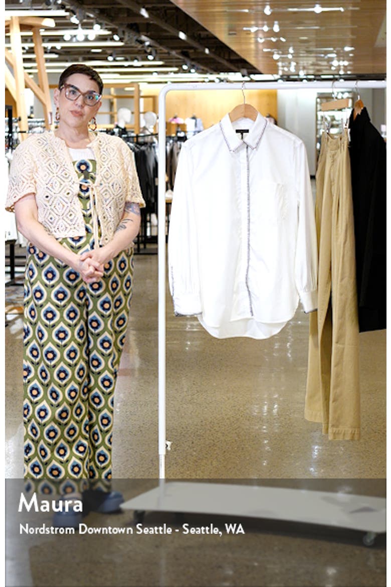 Maxine Blanket Stitch Cotton Button-Up Shirt video