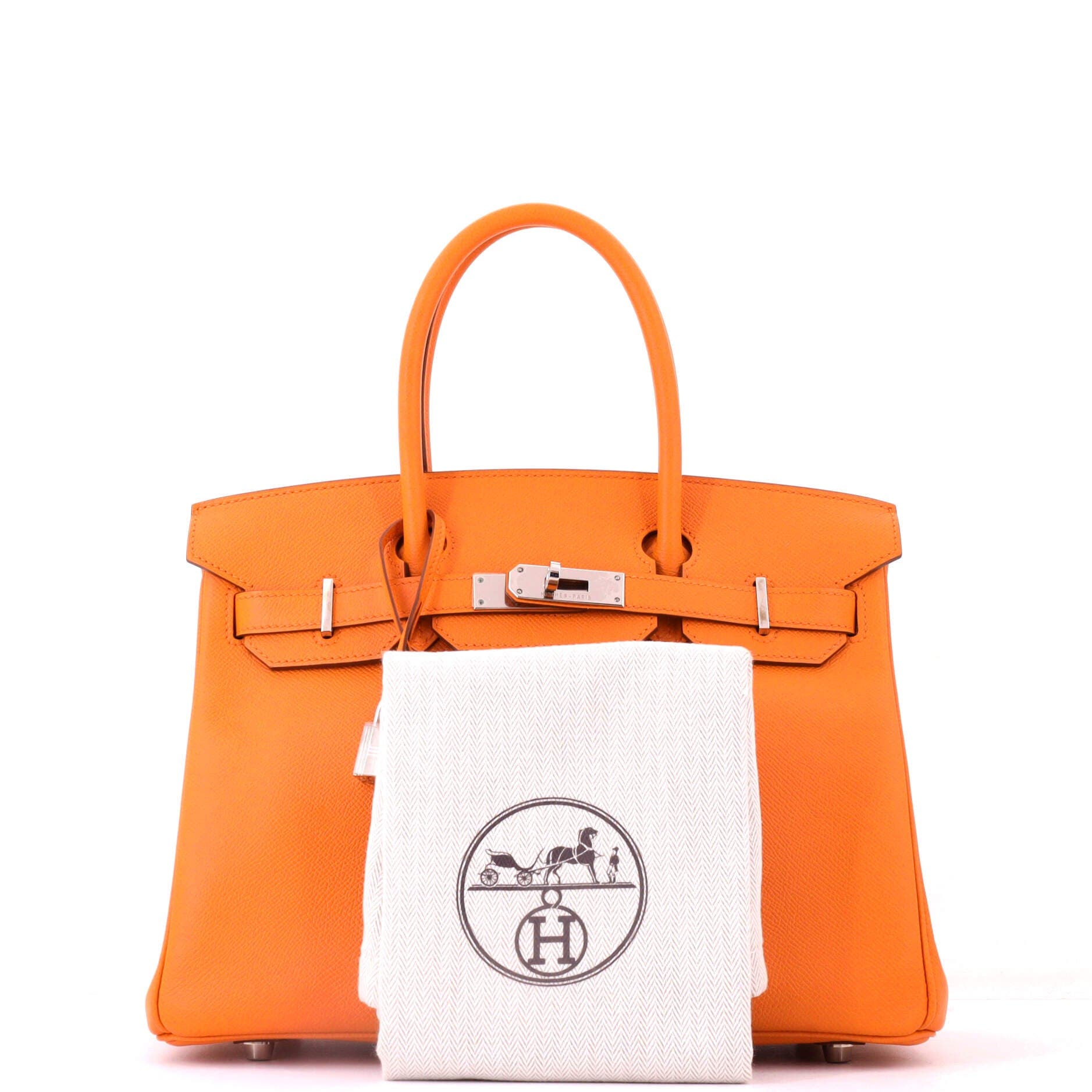 Birkin Handbag Orange Epsom with Palladium Hardware 30, Alternate, color, Orange