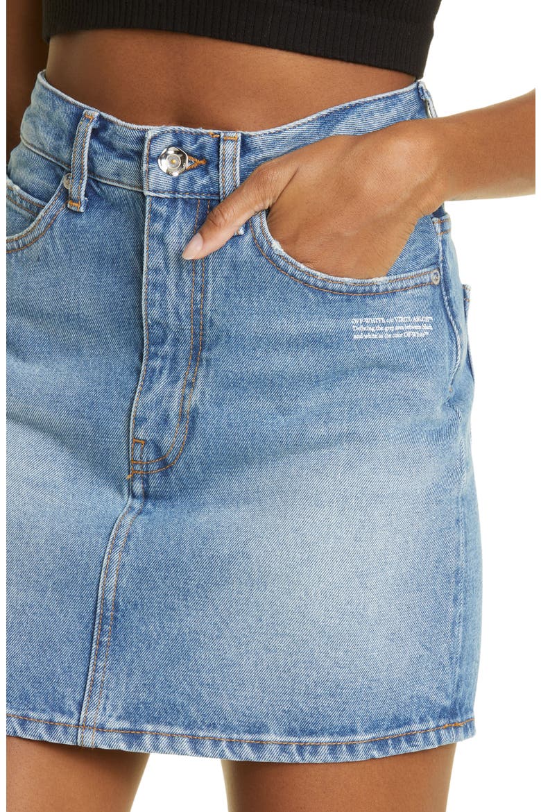 Corporate Denim Miniskirt, Alternate, color, BLUE WHITE