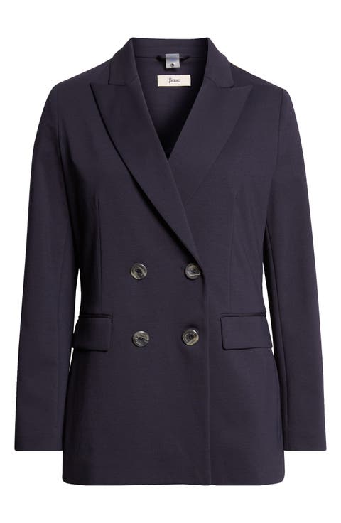 Double Breasted Stretch Cotton Blend Jacket