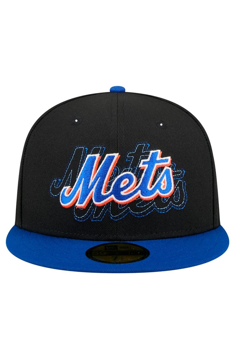 New Era Men's New Era Black New York Mets Shadow Stitch 59FIFTY Fitted Hat, Alternate, color,