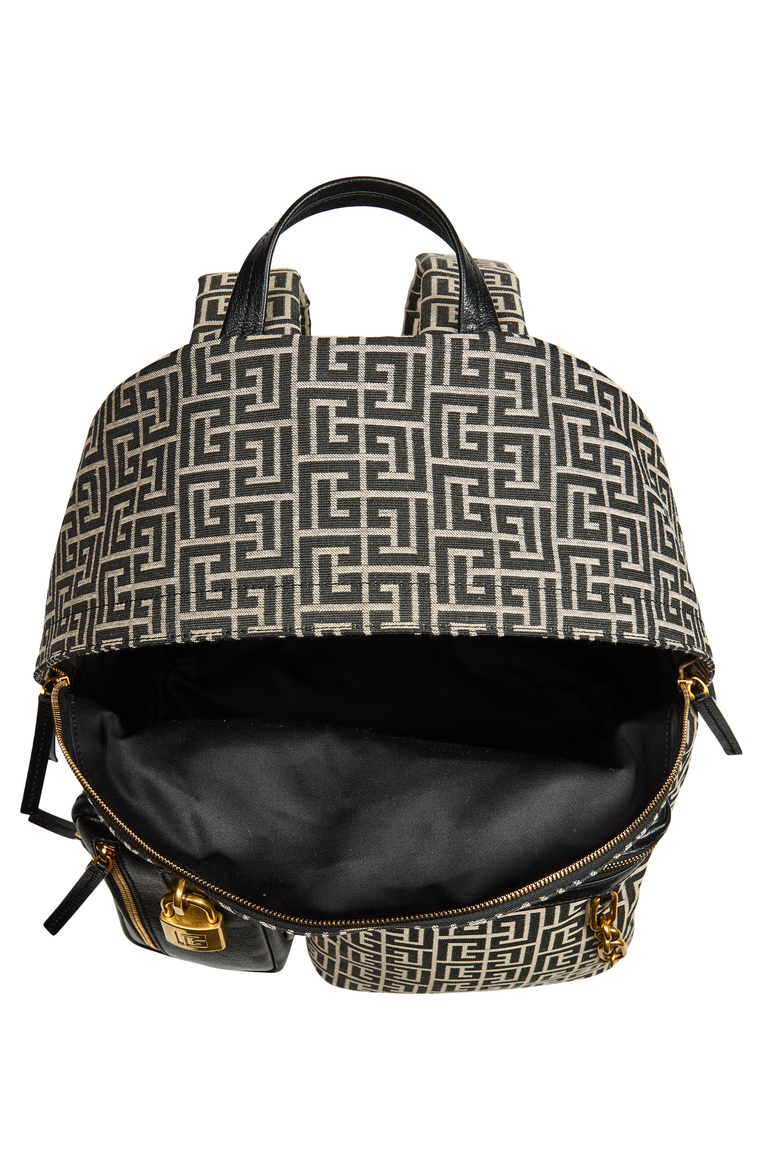 Balmain Pulse Twill Backpack, Alternate, color, Geometric Logo/Ivory/Black
